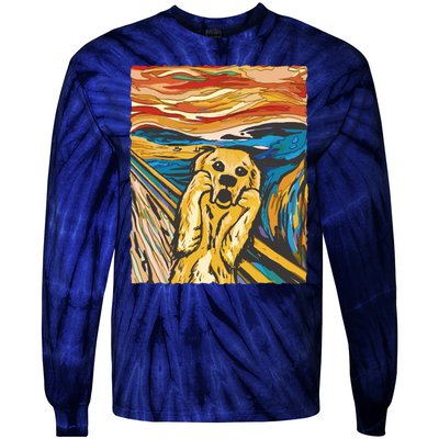 Scream Dog Painting Tie-Dye Long Sleeve Shirt