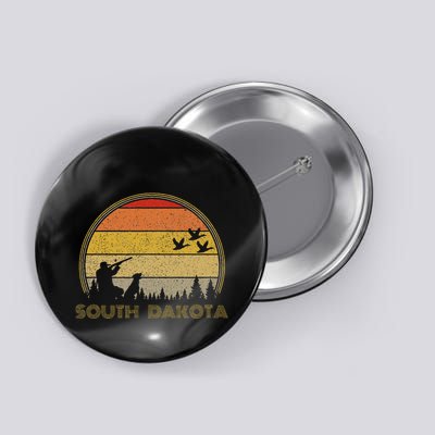 South Dakota Pheasant Hunter Bird Hunting Sunset Retro Button
