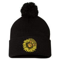 Sunflower Dog Paw Print Puppy Pet Cool Animal Lover Gift Pom Pom 12in Knit Beanie