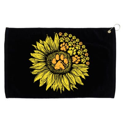 Sunflower Dog Paw Print Puppy Pet Cool Animal Lover Gift Grommeted Golf Towel