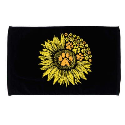 Sunflower Dog Paw Print Puppy Pet Cool Animal Lover Gift Microfiber Hand Towel