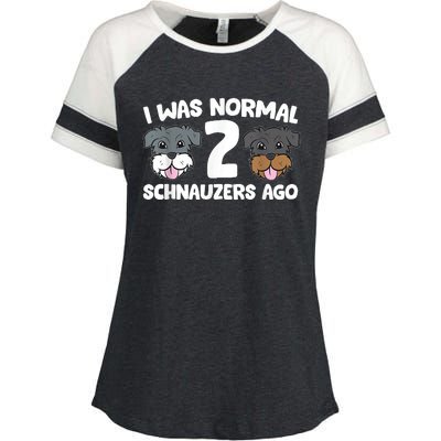 Schnauzer Dog Pet I Was Normal 2 Schnauzers Ago Enza Ladies Jersey Colorblock Tee