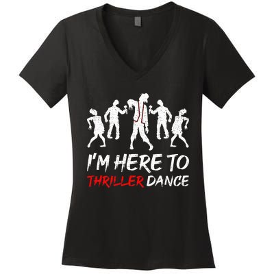 Spooky Dance Party Halloween Thriller Moves Women's V-Neck T-Shirt