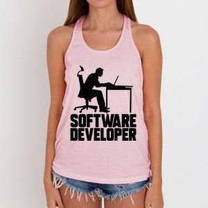 Software Developer Programmer Computer Engineer Coder Gift Women's Knotted Racerback Tank