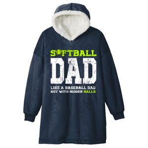 Softball Dad Pitcher Funny Distressed Cute Gift Hooded Wearable Blanket