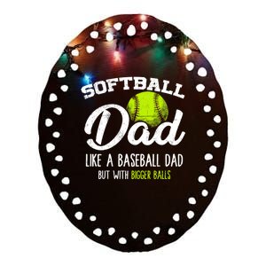 Softball Dad Pitcher Funny Distressed Gift Ceramic Oval Ornament