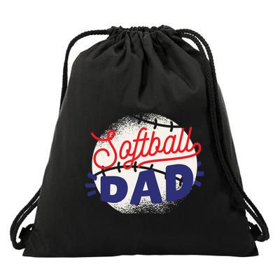 Softball Dad Proud Father Parent Quote Saying Gift Drawstring Bag