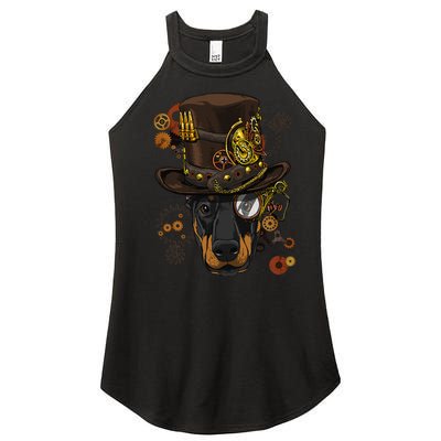 Steampunk Doberman Pinscher Medieval Victorian Women’s Perfect Tri Rocker Tank