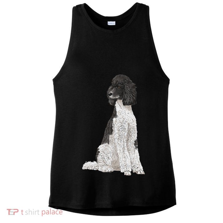 Sitting Dog Poodle Ladies PosiCharge Tri-Blend Wicking Tank