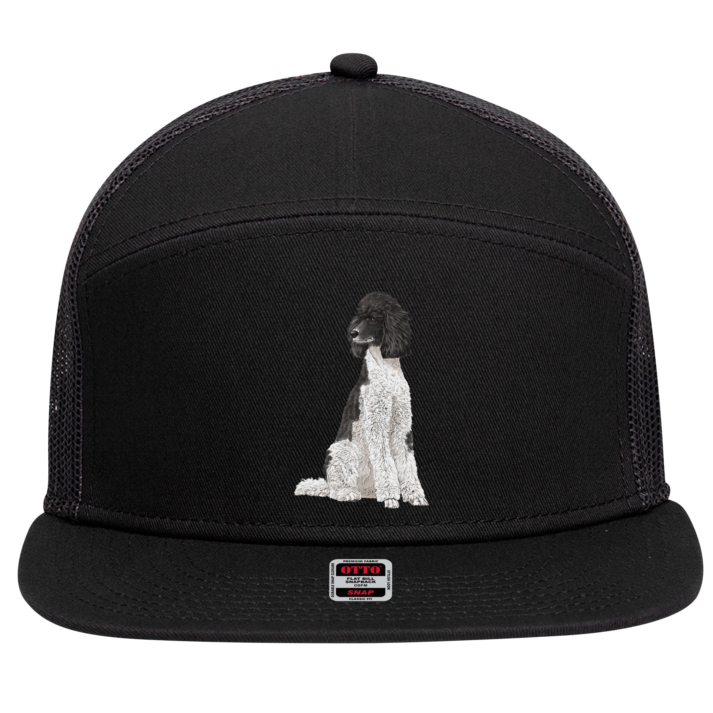 Sitting Dog Poodle 7 Panel Mesh Trucker Snapback Hat