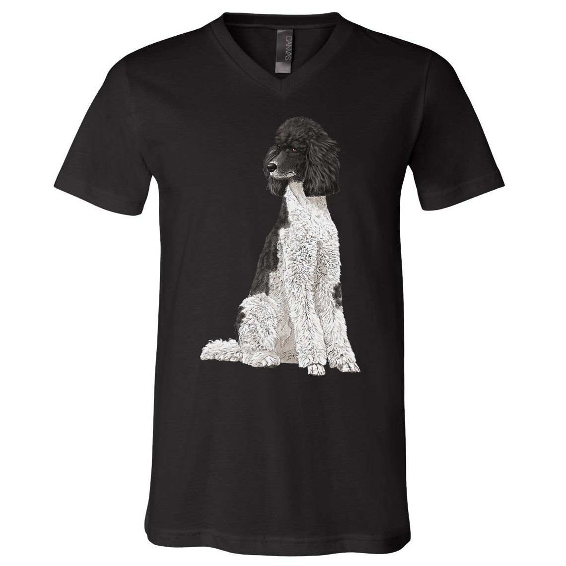 Sitting Dog Poodle V-Neck T-Shirt