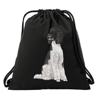 Sitting Dog Poodle Drawstring Bag
