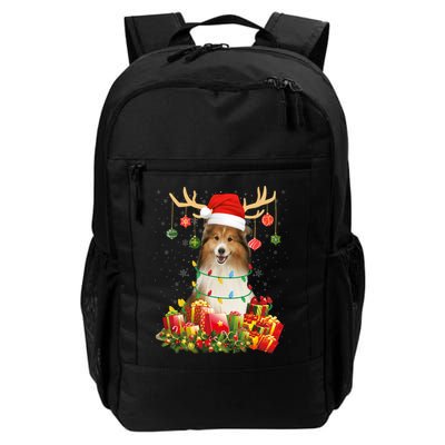 Sheltie Dog Reindeer Santa Hat Christmas Light Xmas Gift Backpack
