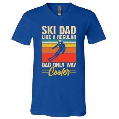 Ski Dad Retro Like A Regular Dad But Cooler Skiing Skier Gift V-Neck T-Shirt