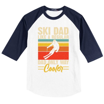 Ski Dad Retro Like A Regular Dad But Cooler Skiing Skier Gift Baseball Sleeve Shirt