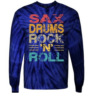 Sax Drums Rock N Roll Tie-Dye Long Sleeve Shirt