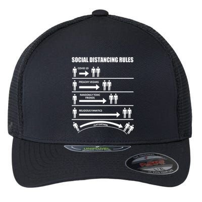 Social Distancing Rules Covid 19 Preachy Vegans Randomly Toxic Friends Religious Flexfit Unipanel Trucker Cap