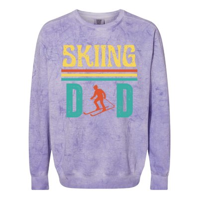 Skiing Dad Retro Vintage Ski Fathers Day Funny Skiing Meaningful Gift Colorblast Crewneck Sweatshirt