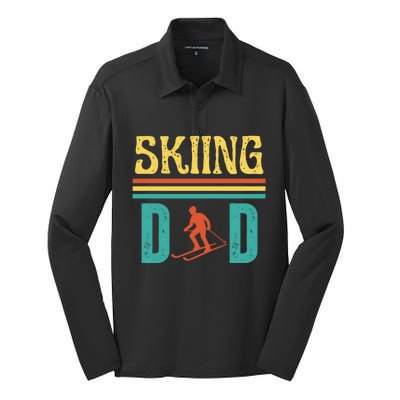 Skiing Dad Retro Vintage Ski Fathers Day Funny Skiing Meaningful Gift Silk Touch Performance Long Sleeve Polo