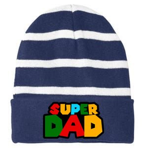 Super Dad Retro Gift Striped Beanie with Solid Band