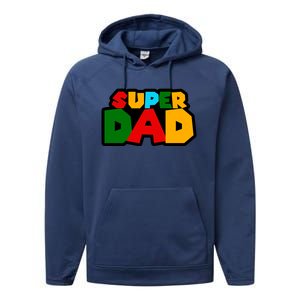 Super Dad Retro Gift Performance Fleece Hoodie