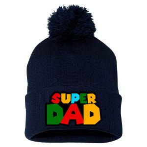 Super Dad Retro Gift Pom Pom 12in Knit Beanie