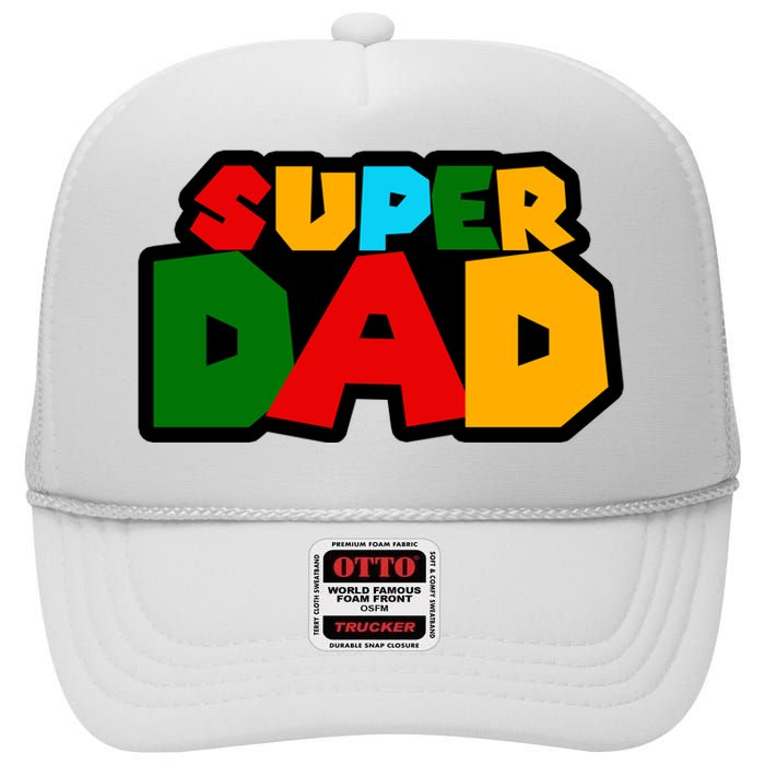 Super Dad Retro Gift High Crown Mesh Back Trucker Hat