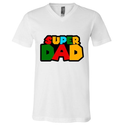 Super Dad Retro Gift V-Neck T-Shirt