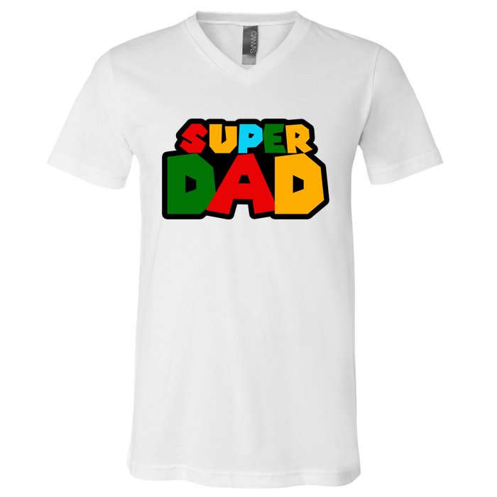 Super Dad Retro Gift V-Neck T-Shirt