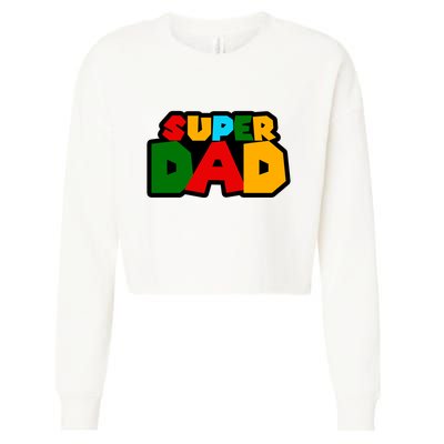 Super Dad Retro Gift Cropped Pullover Crew