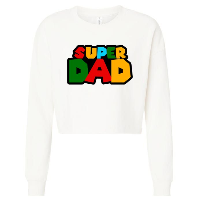 Super Dad Retro Gift Cropped Pullover Crew