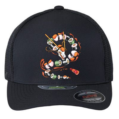 Sushi Dragon Roll Japanese Food Kawaii Dragon Anime Sushi Flexfit Unipanel Trucker Cap