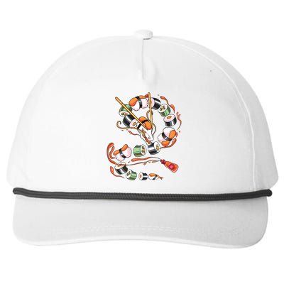 Sushi Dragon Roll Japanese Food Kawaii Dragon Anime Sushi Snapback Five-Panel Rope Hat