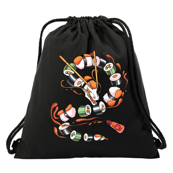 Sushi Dragon Roll Japanese Food Kawaii Dragon Anime Sushi Drawstring Bag