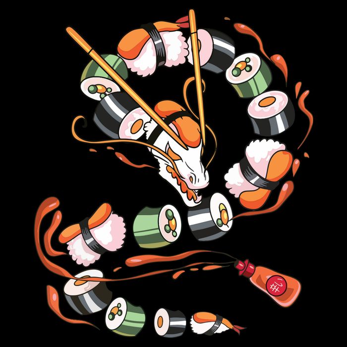 Sushi Dragon Roll Japanese Food Kawaii Dragon Anime Sushi Drawstring Bag