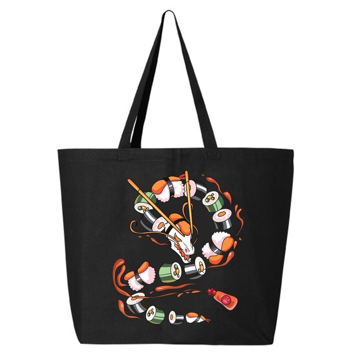 Sushi Dragon Roll Japanese Food Kawaii Dragon Anime Sushi 25L Jumbo Tote