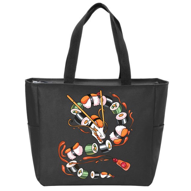 Sushi Dragon Roll Japanese Food Kawaii Dragon Anime Sushi Zip Tote Bag