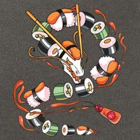 Sushi Dragon Roll Japanese Food Kawaii Dragon Anime Sushi Cotton Canvas Backpack