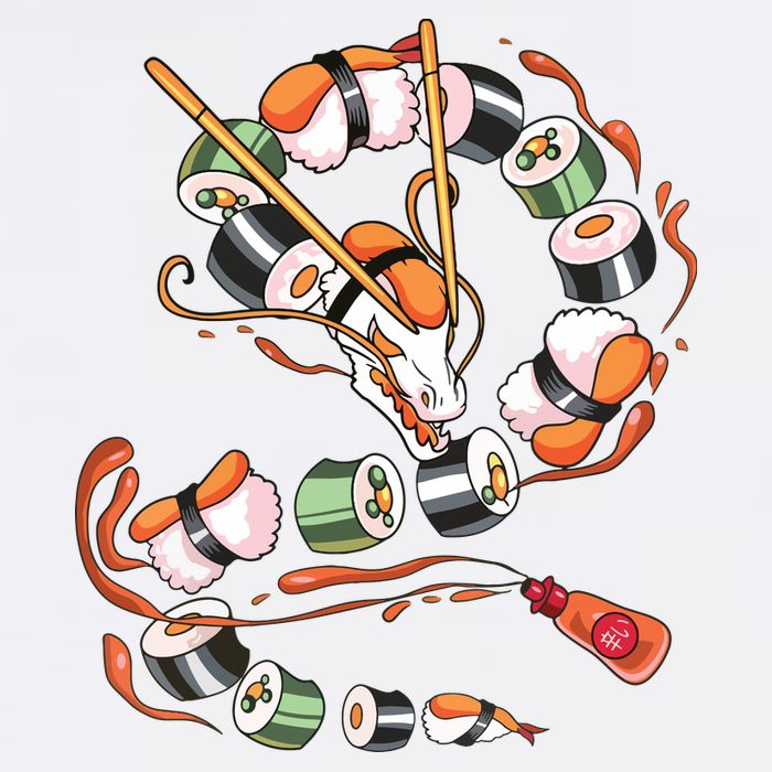 Sushi Dragon Roll Japanese Food Kawaii Dragon Anime Sushi Doggie Tank