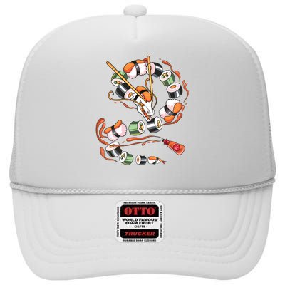 Sushi Dragon Roll Japanese Food Kawaii Dragon Anime Sushi High Crown Mesh Back Trucker Hat