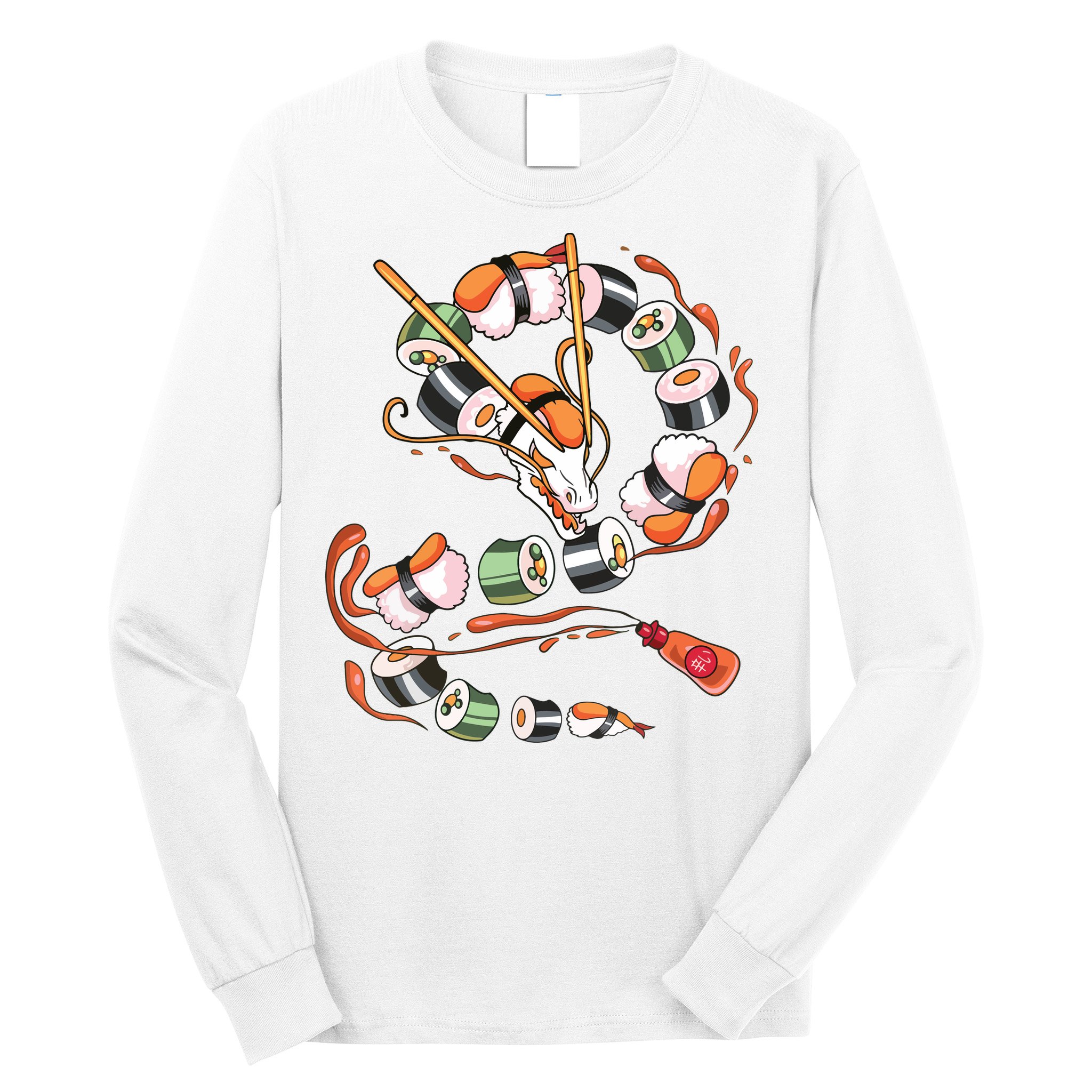 Sushi Dragon Roll Japanese Food Kawaii Dragon Anime Sushi Long Sleeve Shirt