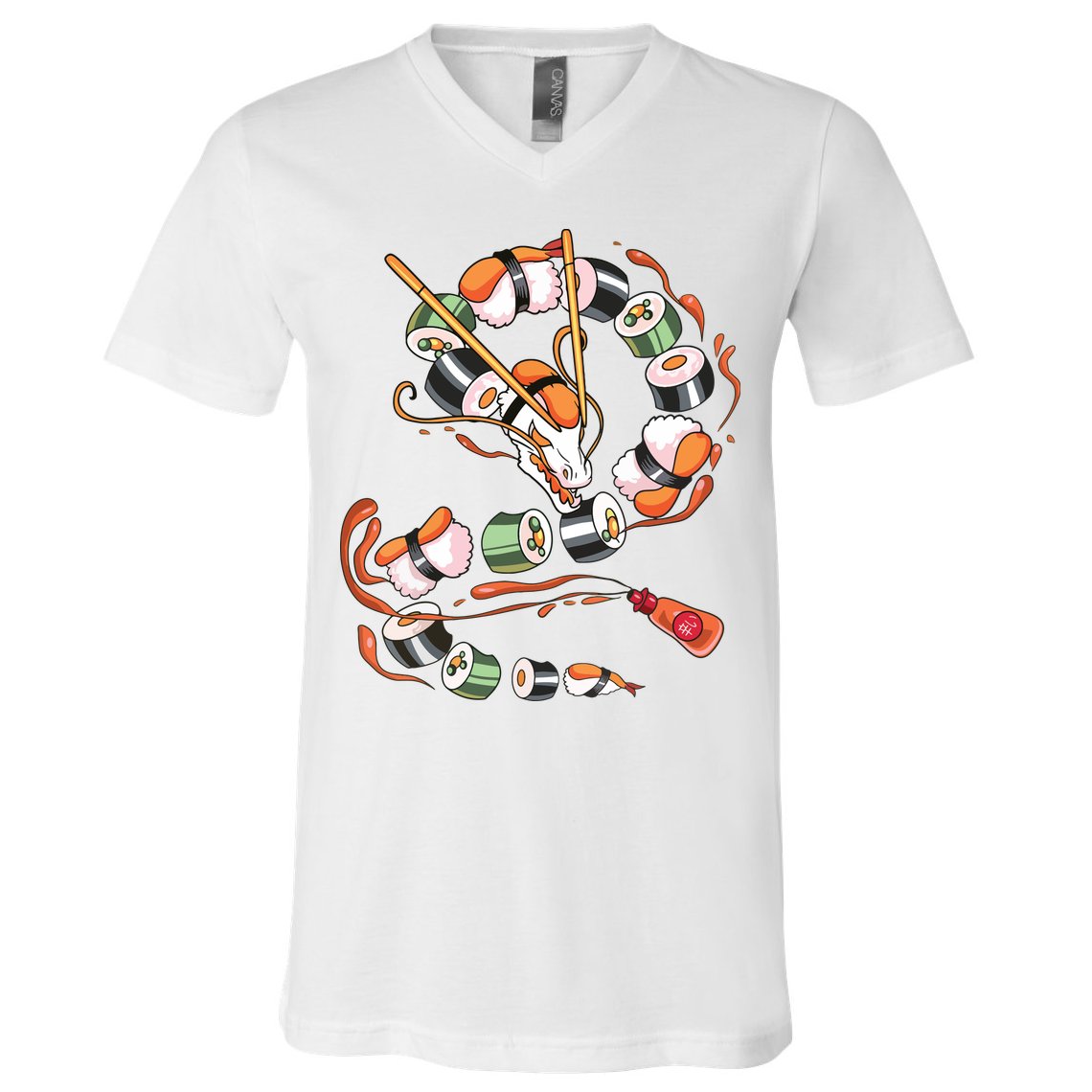 Sushi Dragon Roll Japanese Food Kawaii Dragon Anime Sushi V-Neck T-Shirt