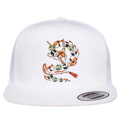 Sushi Dragon Roll Japanese Food Kawaii Dragon Anime Sushi Flat Bill Trucker Hat