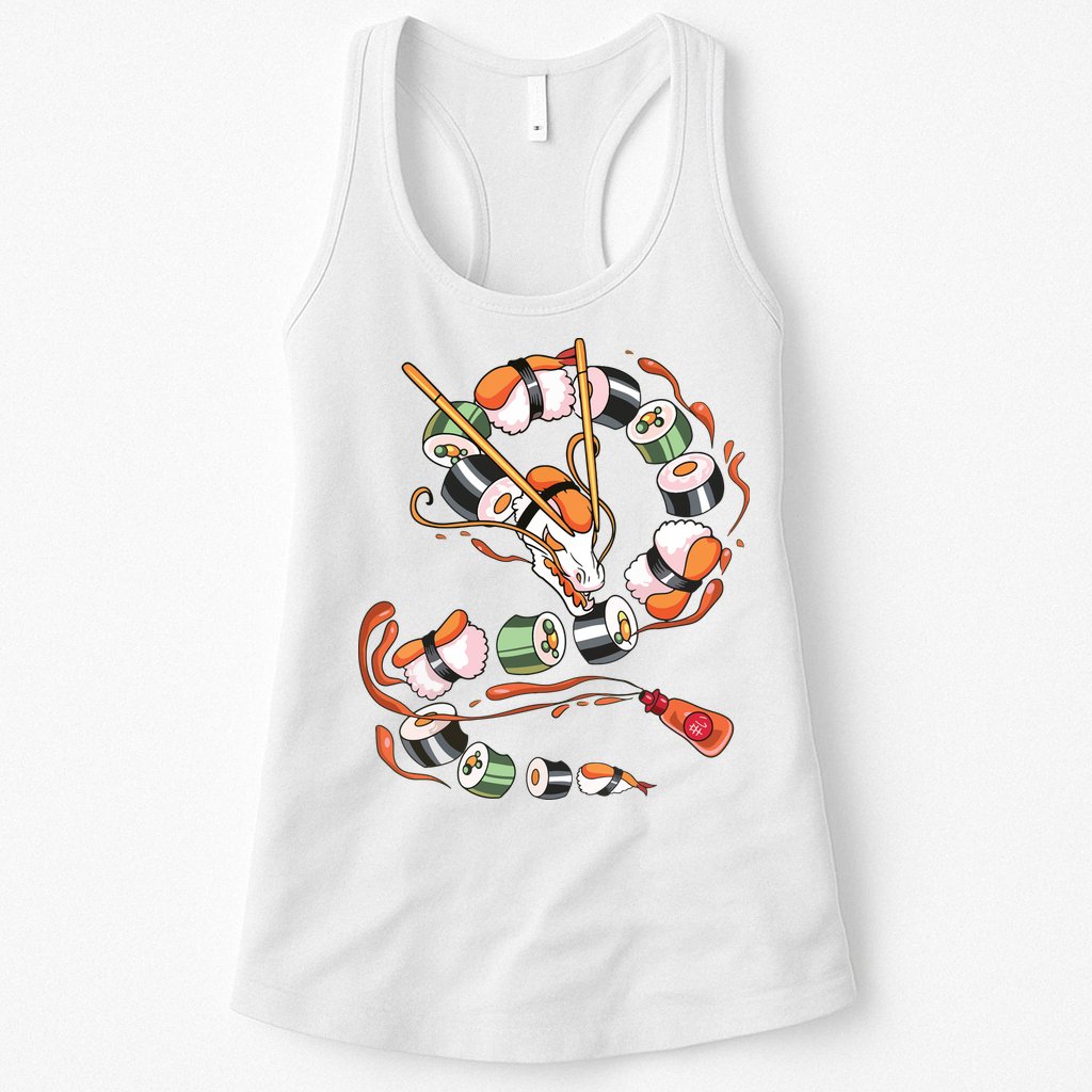 Sushi Dragon Roll Japanese Food Kawaii Dragon Anime Sushi Womens Tank Top