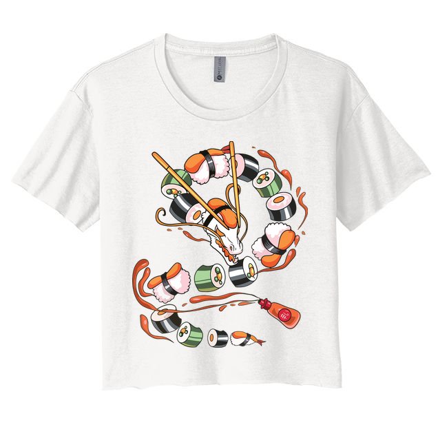 Sushi Dragon Roll Japanese Food Kawaii Dragon Anime Sushi Crop Top