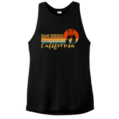 San Diego Retro Panda Zoo California Vintage Ladies PosiCharge Tri-Blend Wicking Tank