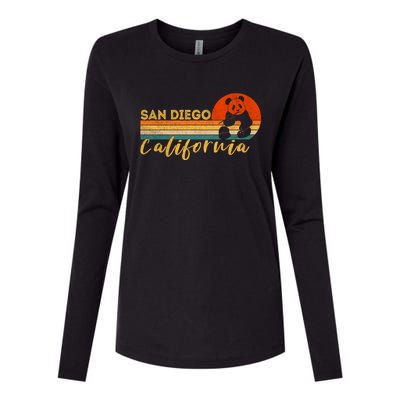 San Diego Retro Panda Zoo California Vintage Womens Cotton Relaxed Long Sleeve T-Shirt