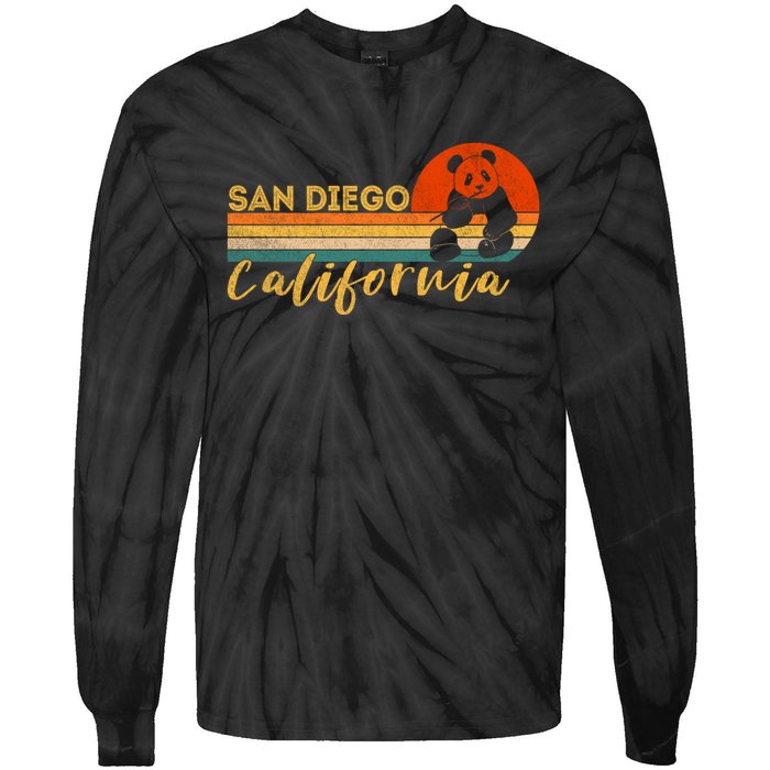 San Diego Retro Panda Zoo California Vintage Tie-Dye Long Sleeve Shirt