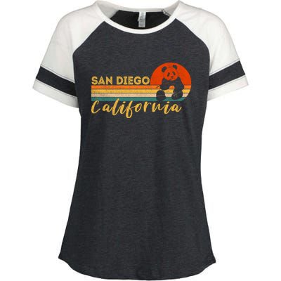 San Diego Retro Panda Zoo California Vintage Enza Ladies Jersey Colorblock Tee