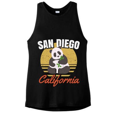 San Diego Retro Panda Zoo California Vintage Ladies PosiCharge Tri-Blend Wicking Tank